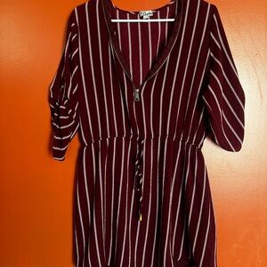 Jules & Leopold Burgundy and White Striped Dress
